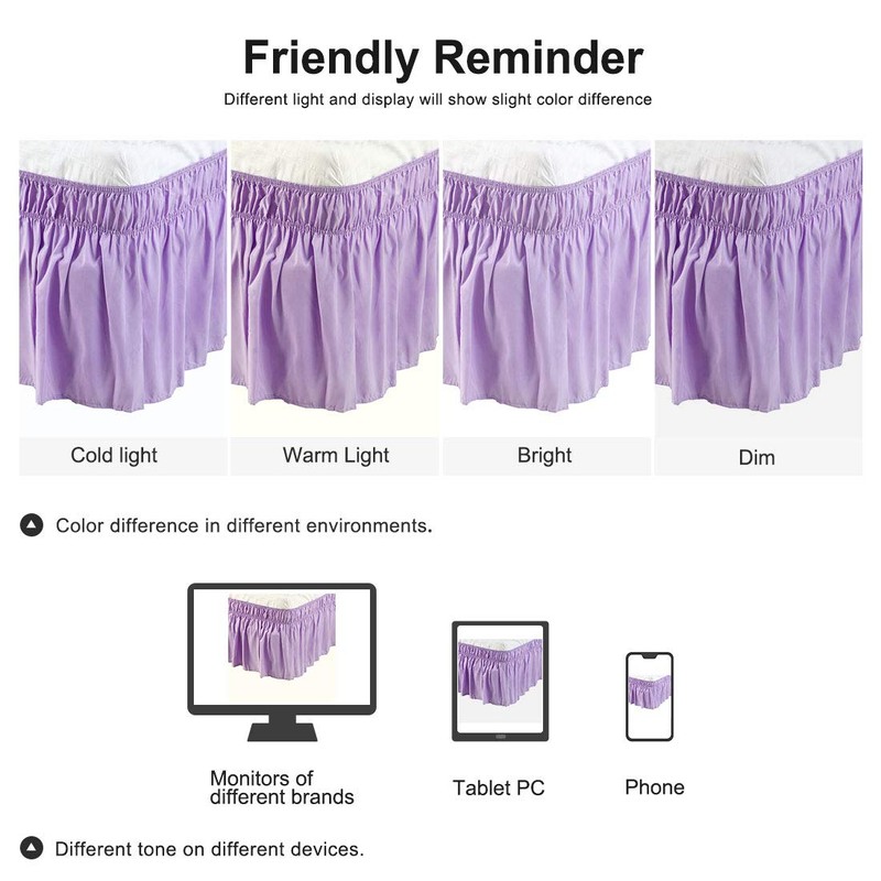 PiccoCasa Elasticated Bed Skirt Ruffled Bed Base Wrap Around Bed
