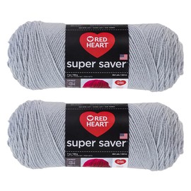 Bulk Buy: Red Heart Super Saver (2-Pack) (Light Grey, 7 oz Each Skein)