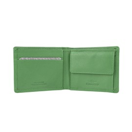 CHARRO Unisex Genuine Leather Slim Wallet with Coin Pocket Gift Box for Men and Women, Green, Casual