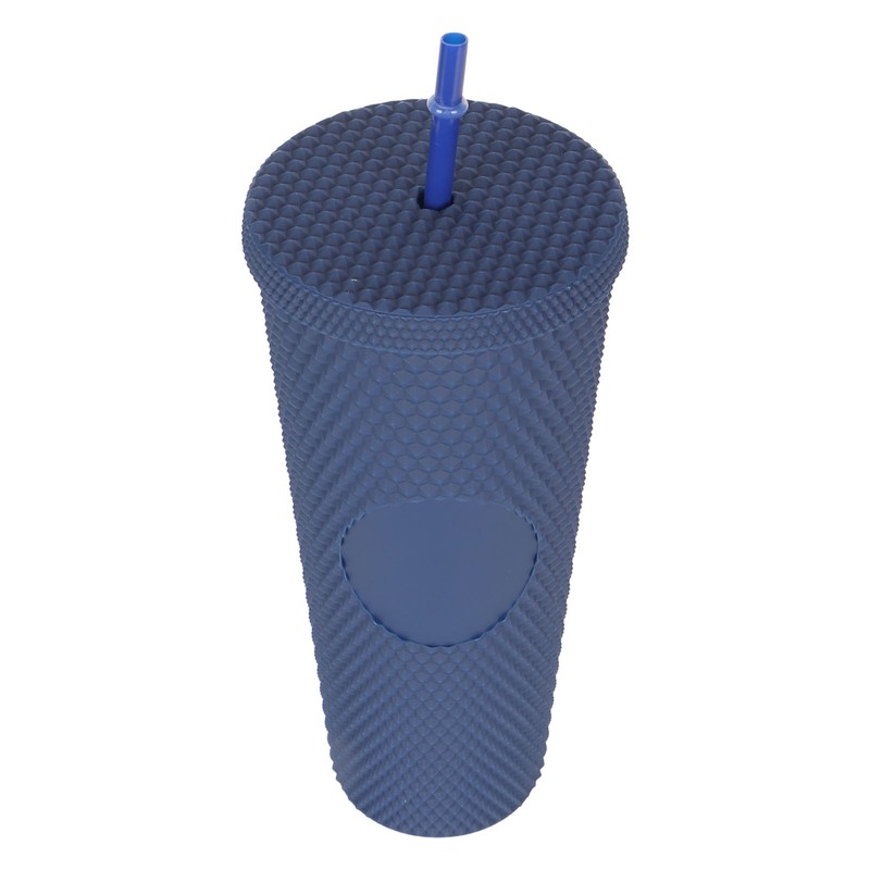 Coffee Tumbler with Lid and Straw Matte Dark Blue Double