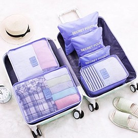 Go2buy 6pcs Travel Luggage Organizer Set Backpack Storage Pouches Suitcase Packing Bags (Purple)