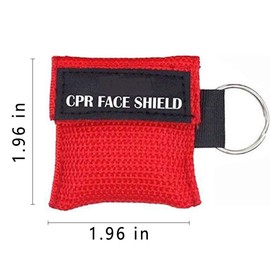 Pack of 12pcs CPR Mask Keychain Ring Emergency Kit CPR Face Shields for First Aid or CPR Training (Red-12)