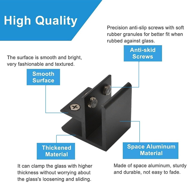 INCREWAY Glass Clamp, 4Pcs Adjustable 90 Degrees Glass Clips Aluminum