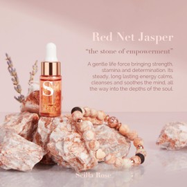 Scilla ROSE Anxiety Relief Charm Bracelet for Women - With Good Sleep, Inner Peace Essential Oil, Jasper Beaded with Love Charm, Mindfulness and Self-Care Gift Set, Birthday Present