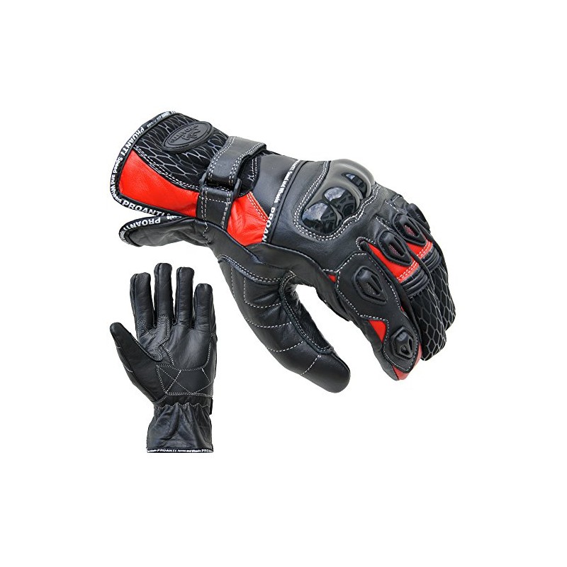 PROANTI Short Leather Motorcycle Gloves Sizes S-XXL (XL)