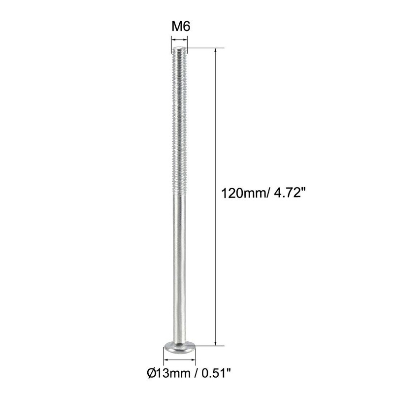 sourcing map M6x120mm Phillips Head Machine Screws Zinc Plated Cross