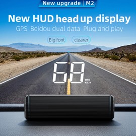 AZIJYV Head Up Display for Car, M2 (White) Windshield Speedometer Projector With Speed, Automatic Light Sensing, KM/H Speed Unit Display, Suitable for All Models