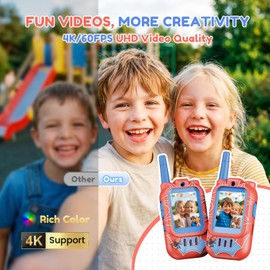 Cool Video Walkie Talkies for Age 3-12 Boys Kids, 2 Pack Rechargeable Long Range Walkie Talkies for Kids with Screen & Voice Changer, Outdoor Hiking Toy Age 3 4 5 6 7 8 Year Old Boy Birthday Gifts
