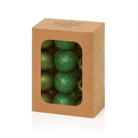 Premier Decorations Set of 24 x 3cm Shatterproof Baubles - Dark Green – Assorted Finishes - Luxury Baubles - Christmas Baubles - Christmas Tree Decorations, Hanging Christmas Decorations