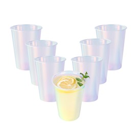 Restaurantware Plastic Cups 25 Pack Of 12 oz Iridescent Party Cups Disposable Stackable Sturdy Plasticware Water Drinking Glasses For Hot And Cold Beverages, Cocktail, Birthdays, Gatherings