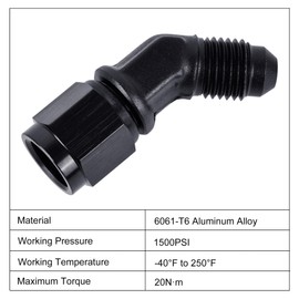 EVIL ENERGY An10 Flare Female to Male Swivel Mount Adapter Aluminum Black 10An 45 Degree