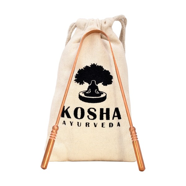 Kosha Ayurveda Copper Tongue Scraper Cleaner | Perfect Surgical Tongue Scraper | Best remedy for bad breath | Maintains Oral Hygiene | Thick Safe Blunt Edges | Flexible handle and Comfortable Grip