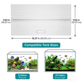 Yiqiying Aquarium Canop Polycarbonate 15.37 x 7.63 x 0.24 for 5/10 Gallon Without Center Brace Aquariums Cover Aquarium Lid，Clear
