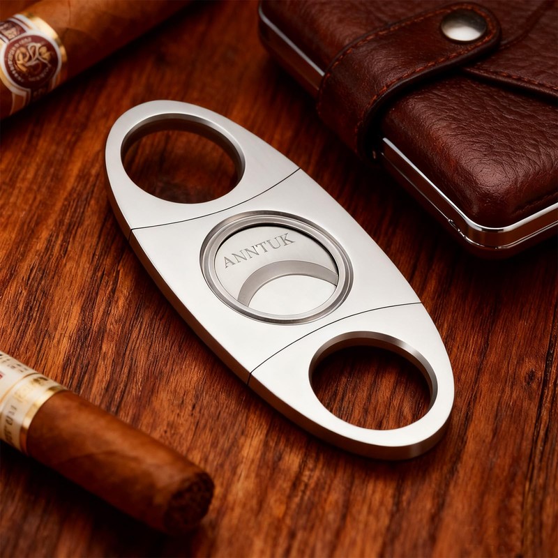 Anntuk Cigar Cutter Stainless Steel Guillotine Double Cut Blade in