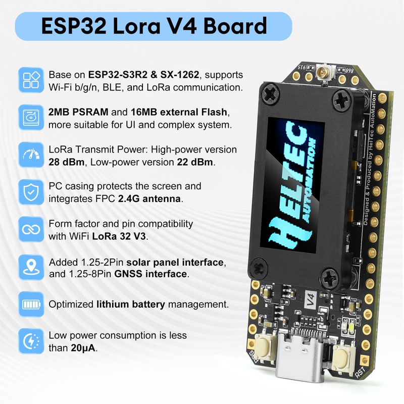 diymore LoRa V4 ESP32 Development Board 0.96" Display, with GPS