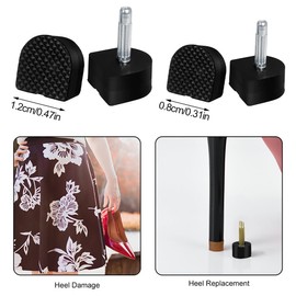 Reccisokz Replacement Heels, Heel Tips, Shoes, Pin Heel, Dowels, Stiletto Replacement Heel Protectors for High Heels, 8, 9, 10, 11 and 12 mm, U-Shape, Black (10 Pairs)