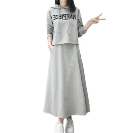 Celetree Skirt Set, Top and Bottom Set, Women's, Room Wear, Loungewear, Sweat, Long Sleeve, Skirt, Casual, Easy, Loose, Spring, Autumn, gray, M