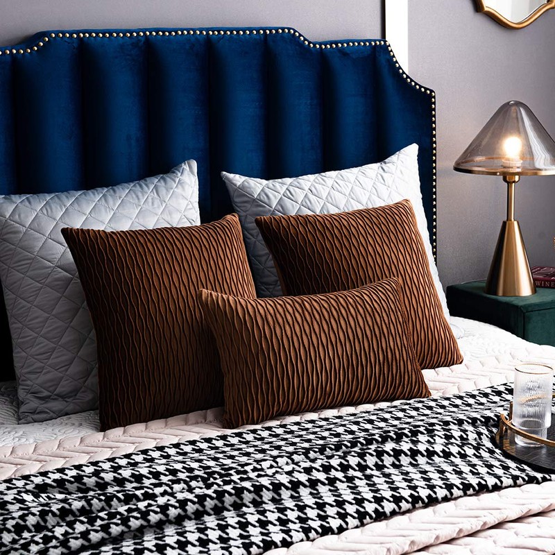 DEZENE Light Brown Throw Pillow Cases: 2 Pack 12x20 Inch