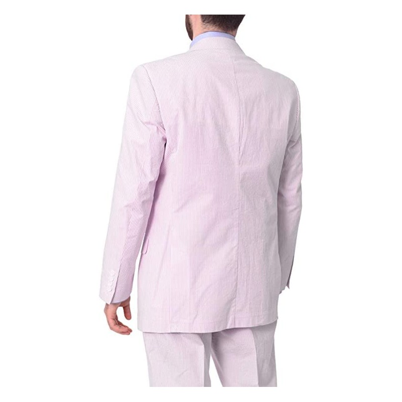 Emigre 43R Men's 100% Cotton Pink Striped Seersucker Suit
