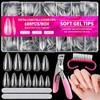 604 kit combinado,600 Pcs Uñas Postizas Transparentes con Kit 4pzs