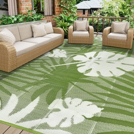 Homcomoda Outdoor Rugs 8’x10’ Waterproof Reversible Patio Rugs Outdoor Clearance Lightweight Outdoor Rugs Portable RV Camping Mats for Tents Deck Porch BBQ Beach Backyard