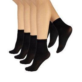 CALZITALY 4 Pairs of Microfibre Stockings, Black, Ochre Yellow, Olive Green, Pink, 40 Denier, Made in Italy, black