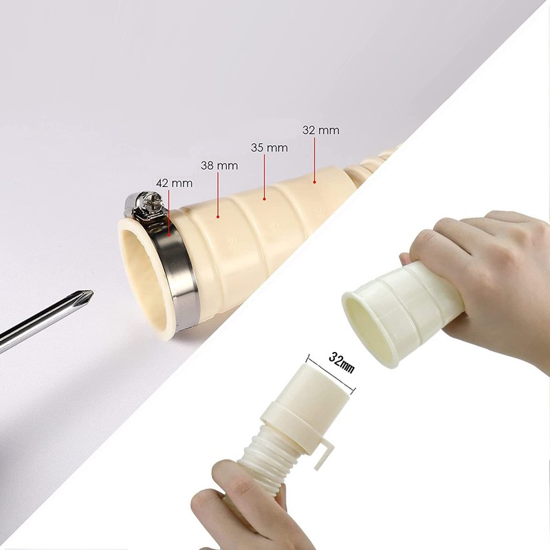 Washing Machine Drain Hose, Extension Hose, PVC Hose with Clamp