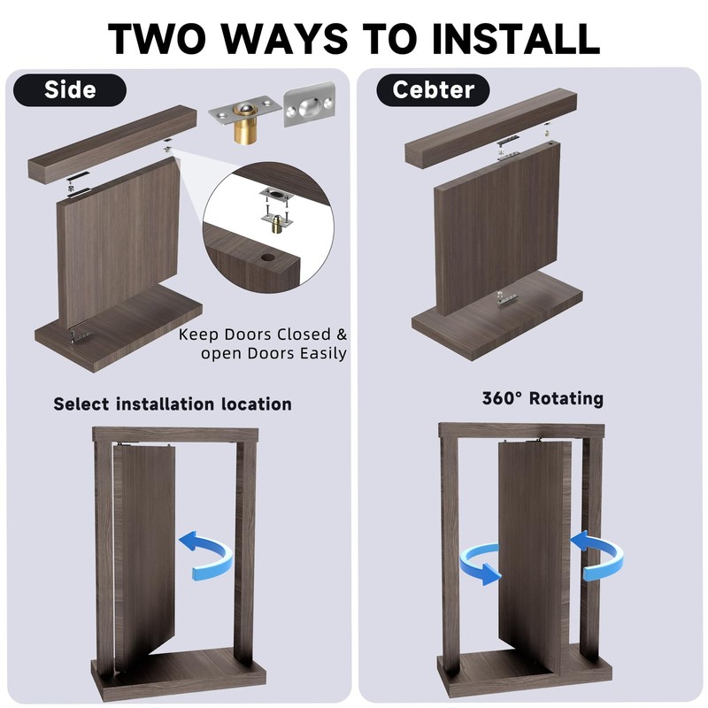 Hidden Door Hinge Pivot Hardware 360 Degree Rotation Murphy Bookcase,