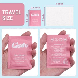 Gisdo 100 Pcs Fragrance Free, Plant Based Wet Wipes, Aloe Vera, Individually Wrapped, Flushable, for Butt, Hands, Sweat, Public Toilets, Outdoor Activities