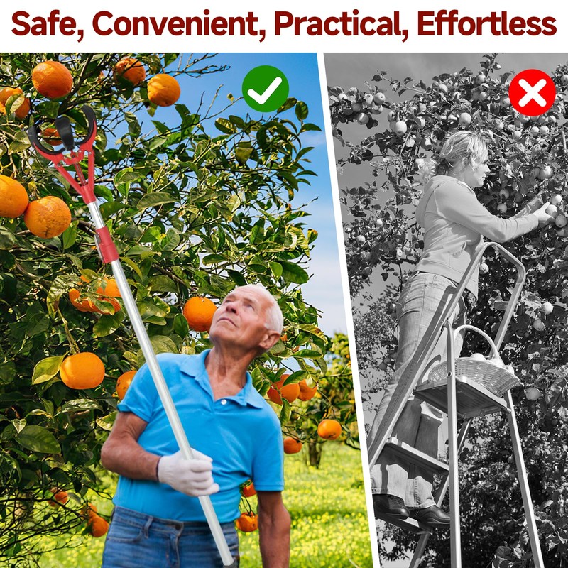 tonchean Fruit Picker, Adjustable 51-91'' Fruit Picker Pole Tool with