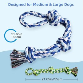 Dog Rope Toys, 2Pack Dog Grinding Teeth Nearly Indestructible Dog Toys, Rope Toy for Large Dogs, Dental Cleaning Chew Toys, Dog Tug Toy for Boredom, Dog Rope Toy for Aggressive Chewers (Blue+Green)
