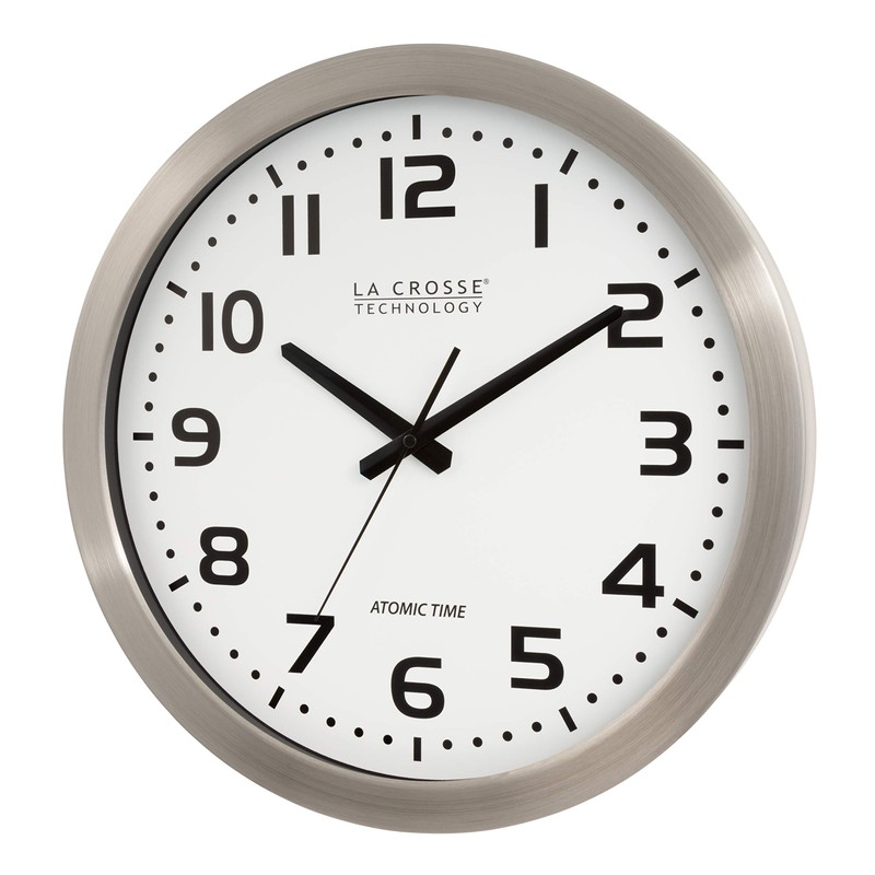 La Crosse Technology WT-3161WH-INT 16 Inch Stainless Steel Atomic Clock-White
