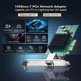 10G PCIe Network Adapter, AQUANTIA AQC107 chip Binardat LAN Ethernet Controller, 10G/5G/2.5G/1G/100Mbps RJ45 NIC Card,Support PXE for Windows/Linux