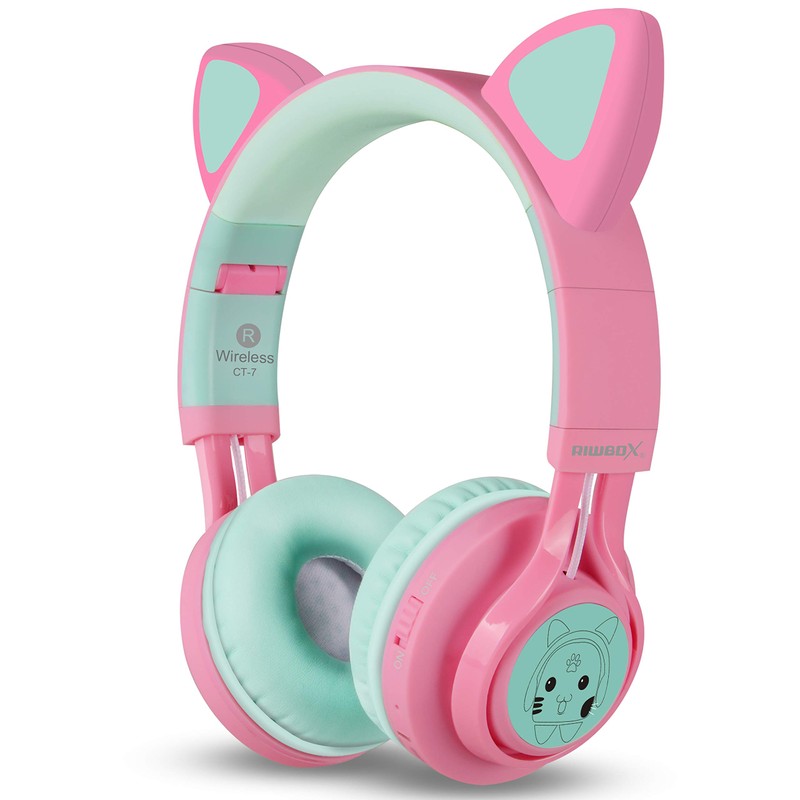 Riwbox CT-7 Cat Ear Bluetooth Headphones, LED Light Up Bluetooth