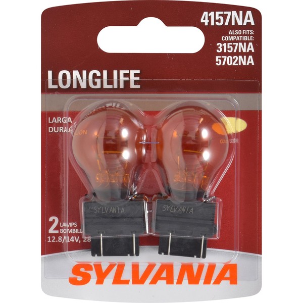 SYLVANIA - 4157NA Long Life Miniature - Amber Bulb, Ideal for Parking, Side Marker, and Turn Signal Applications (Contains 2 Bulbs)