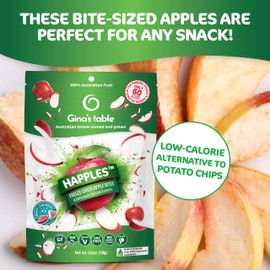 Happles Freeze Dried Apples – 100% Natural, No Added Sugar, Healthy Low Calorie Apple Crisps Snack for Adults & Kids, Gluten Free, No Artificial Flavours (10 Pack)