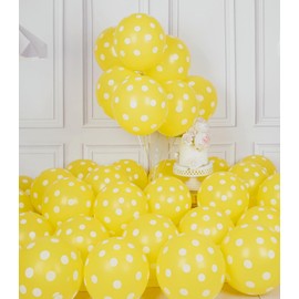 SULALABOO 63PCS Yellow Polka Dot Balloons 12 Inch Latex Helium Round Party Balloons Kit for Birthday Party Decorations