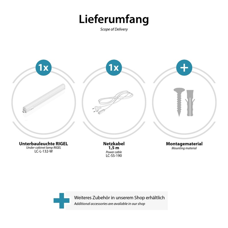 parlat RIGEL LED Under-Unit Light, Plug, 31 cm, 4 W,