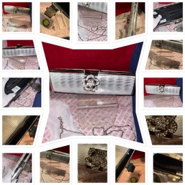 Unbranded NEW Luxury Crystal Clutch Women Rhineston SILVER CRYSTAL LARGE FLOWER BROOCH ESQ