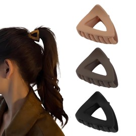 【3色セット】バンスクリップ 三角 マット ヘアクリップ 髪留め 大人可愛い シンプル 韓国デザイン まとめ髪 普段使い オフィス ヘアアクセサリー