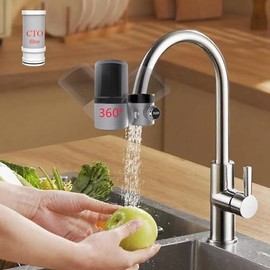 Vortopt Advanced Water Purifier for Sink,360° Rotary 400 Gallons Faucet Water Filter for Kitchen Sink,NSF Certified Reduces Chlorine & Bad Taste with 1 Replacement,T6-CTO-Black