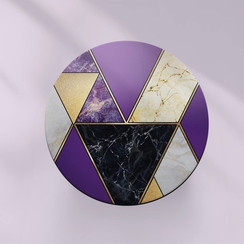 Round Single Coaster - Art Deco Purple Marble Effect New
