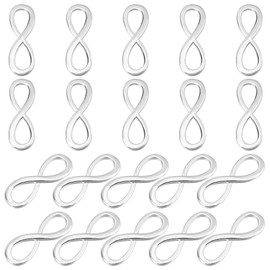 PandaHall Elite 20 pcs Alloy Charm Pendant Connector Link, Silver, 30x10x2mm