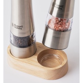 Russell Hobbs 7924JP Electric Mill for Salt and Pepper, Wood Stand, Beige