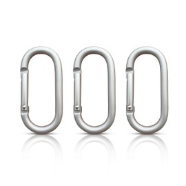 Set of 3 Oval Carabiners, Key Chains, Aluminium Carabiner Hook, Carabiner Set, Small Carabiner Hook, Black, Key Organiser, Carabiner (Silver 66 x 30