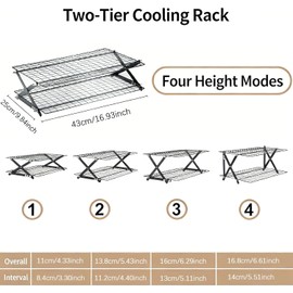 Velorique Collapsible Cooling Rack, Adjustable Stainless Steel Drying Rack (FOLD-2-TIER)