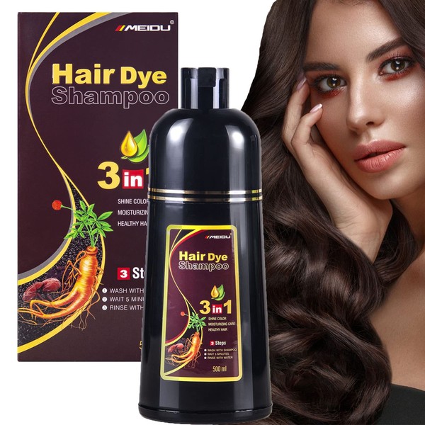 Meidu Hair Dye Shampoo Dark Brown Herbal Hair Color Shampoo