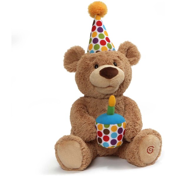 GUND Happy Birthday Animated Bear Singing Light Up Plush Stuffed Animal, 10"
