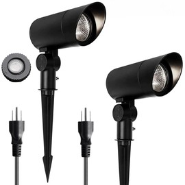 30W Outdoor Spot Lights Dusk to Dawn 120V Outdoor LED Spotlight Plug in with Photocell Sensor 5000K Waterproof Bright Flag Pole Light for Yard Tree Garden Landscape Lighting with Stake 6FT Cord
