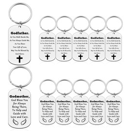 12PC Godmother Appreciation Gift Religious Keyring Gift Thank You Keyring Gift for Godfather First Communion Gift Godfather Godmother Gift Fathers Day Gift for Godfather Mothers Day Gift for Godmother